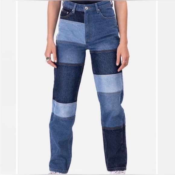NWOT Adika Woman’s Patchwork Denim Y2K Jeans size M 28 29 - Picture 3 of 11